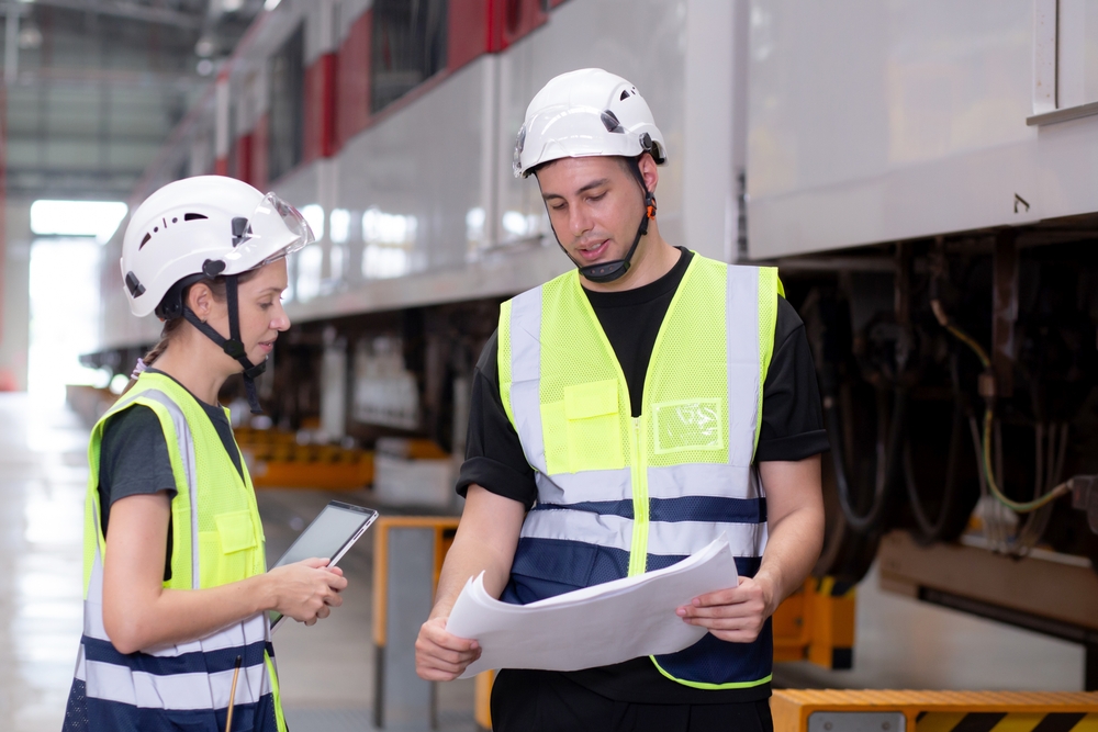 Maintenance team coordinating works across a transport facility